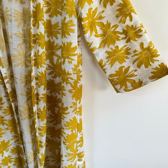 Lavish Floral Burnout Cottagecore Cover Up Bohemian Yellow Swim Beach SMALL - Picture 4 of 11